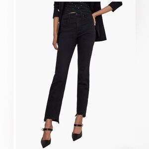 Good American Good Classic Chewed Hem Slim Straight Jeans (Black 361)